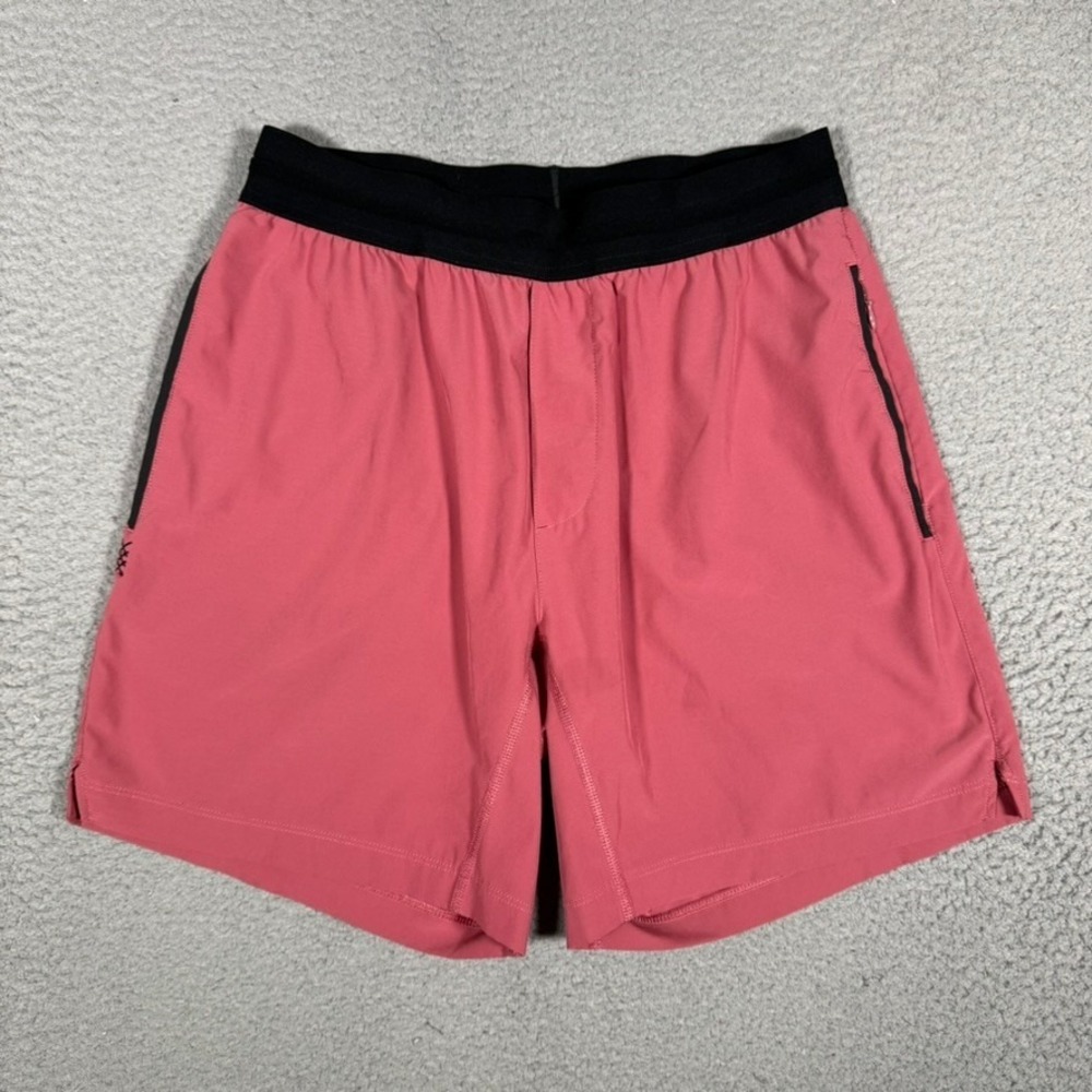 Rhone Shorts Mens Medium Pink Mako Performance Elastic Waist Drawstring Running